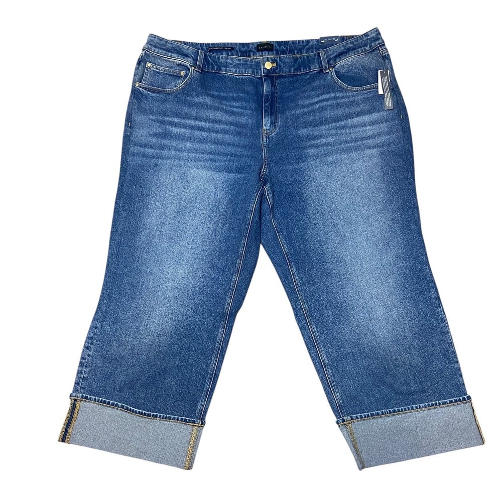 Talbots Blue Cuffed Ankle Wide Leg Jeans